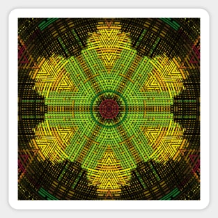 Weave Mandala Green Yellow and Red Sticker